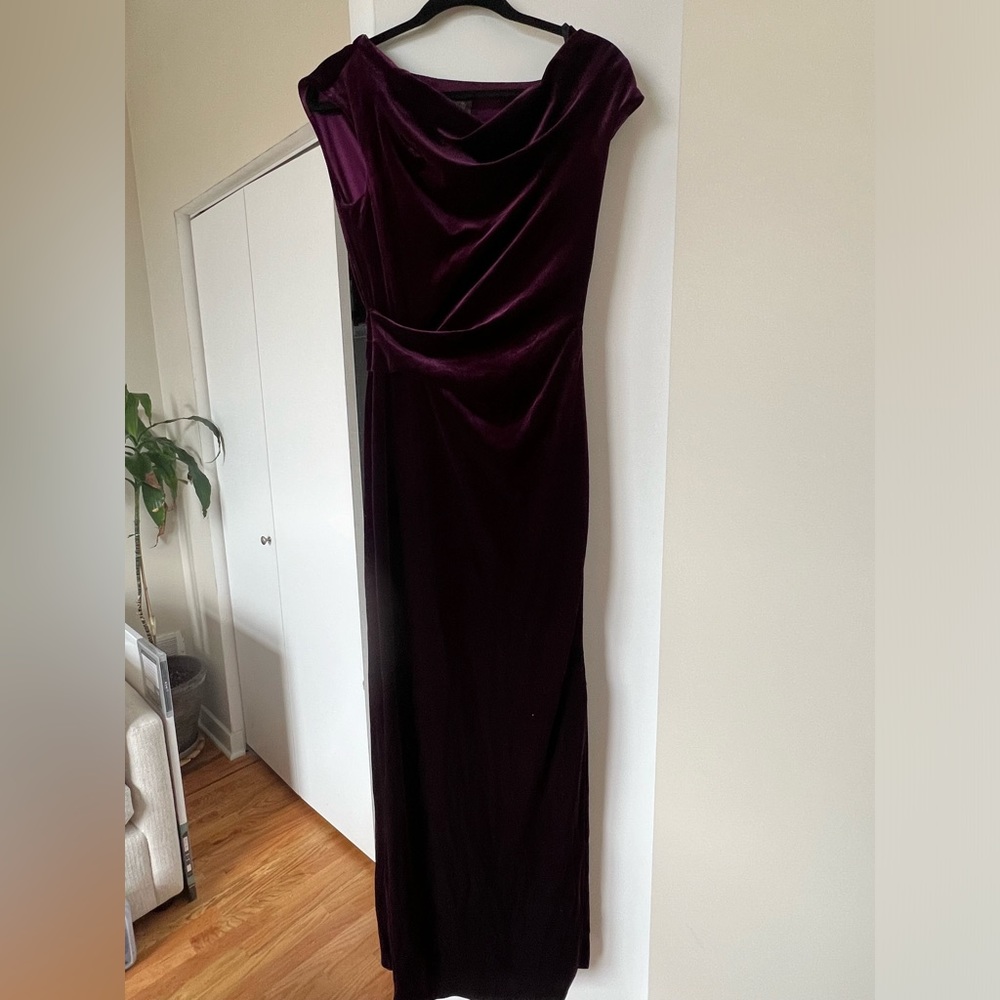 Vince Camuto velvet long purple dress. Size 4.
